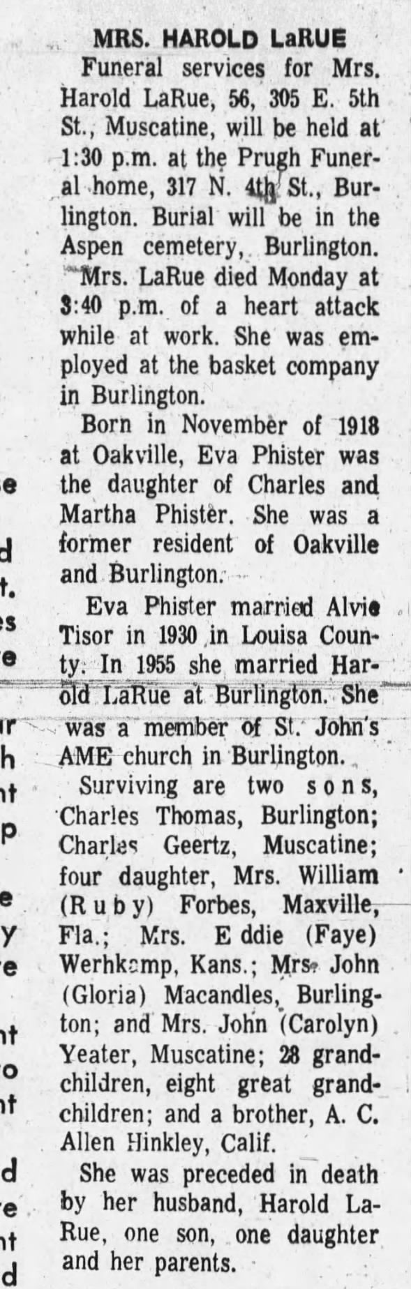 Clipping from The Muscatine Journal